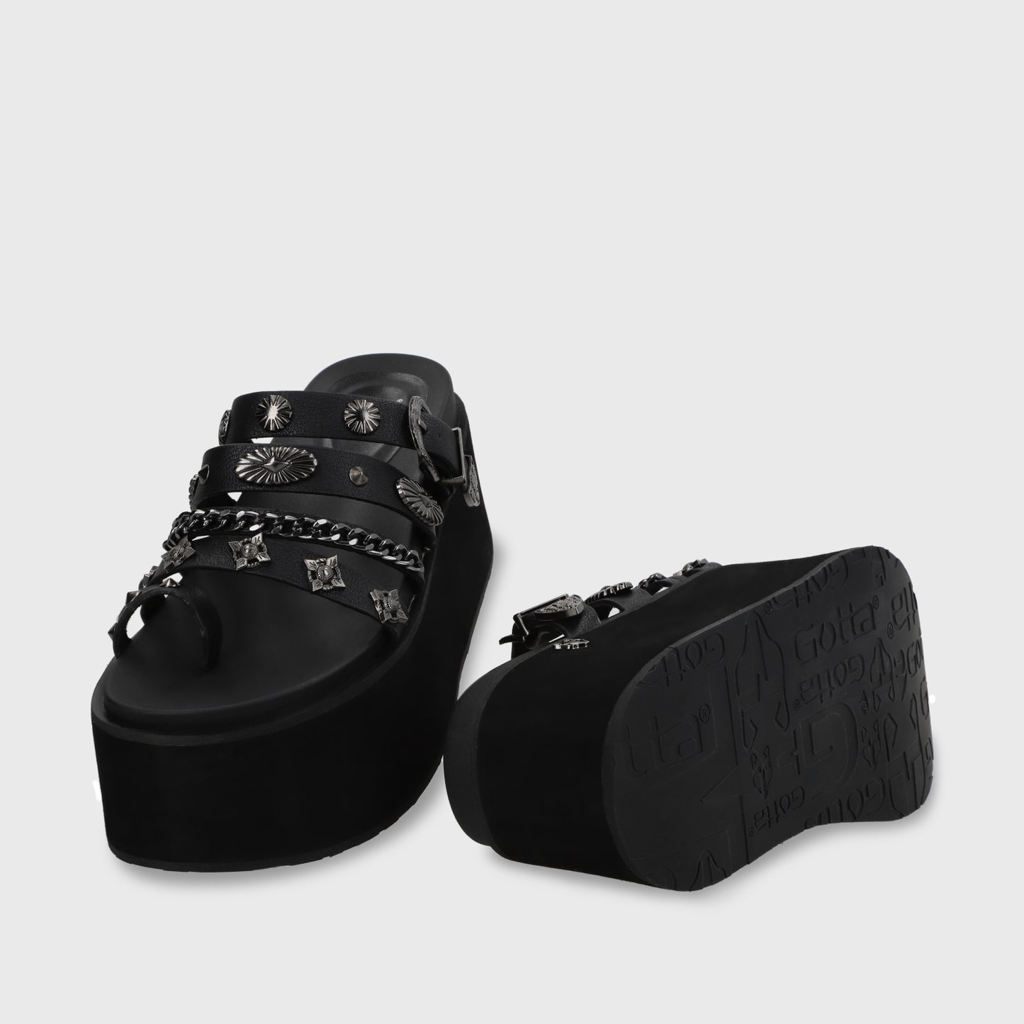 Sandalia Plataforma Negra Mujer 35181