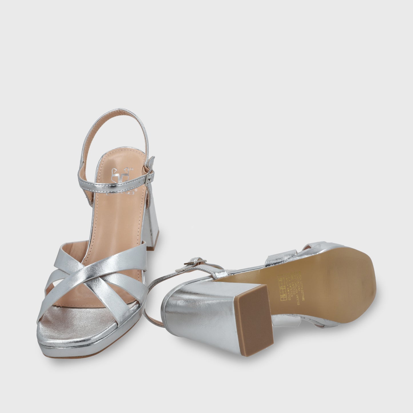 Sandalia Taco Plateada Mujer 45902