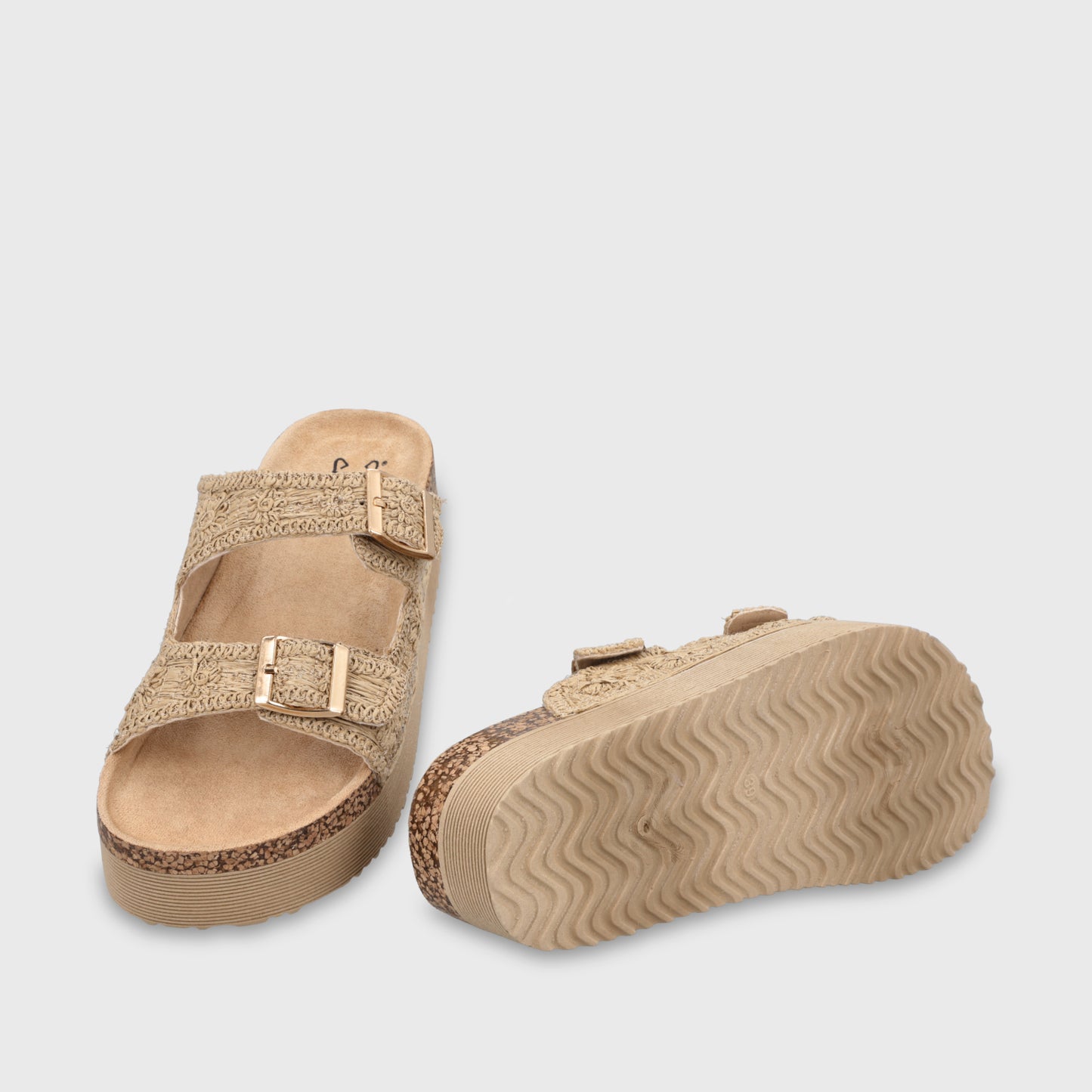 Sandalia Plataforma Beige Mujer 65951