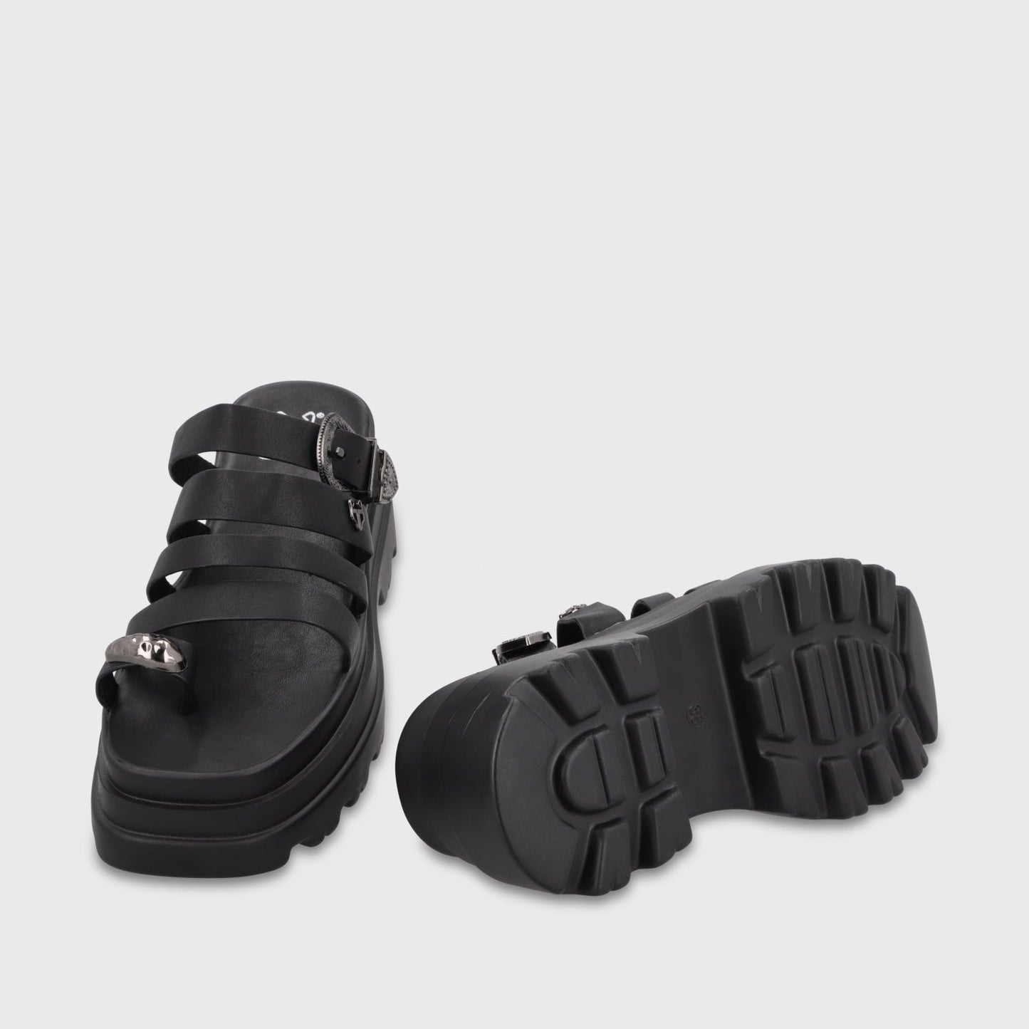 Sandalia Plataforma Negra Mujer 45732