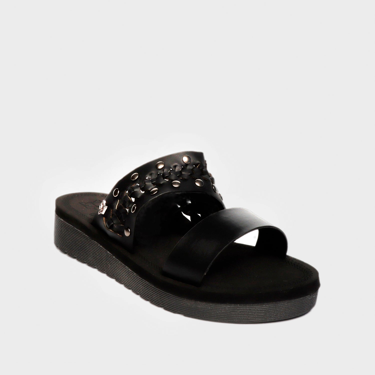 Sandalia Plana Negra Mujer 13213