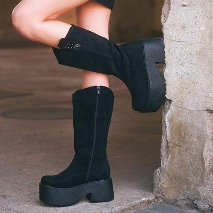 Bota Plataforma Negra Mujer 15170