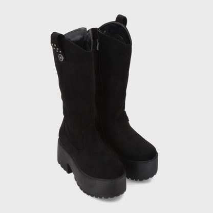 Bota Plataforma Negra Mujer 15170
