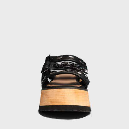 Sandalia Plataforma Negra Mujer 15282