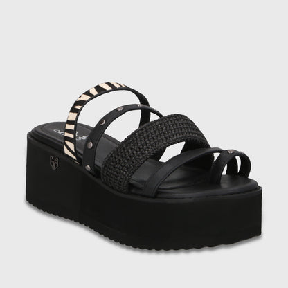 Sandalia Plataforma Negra Mujer 15617