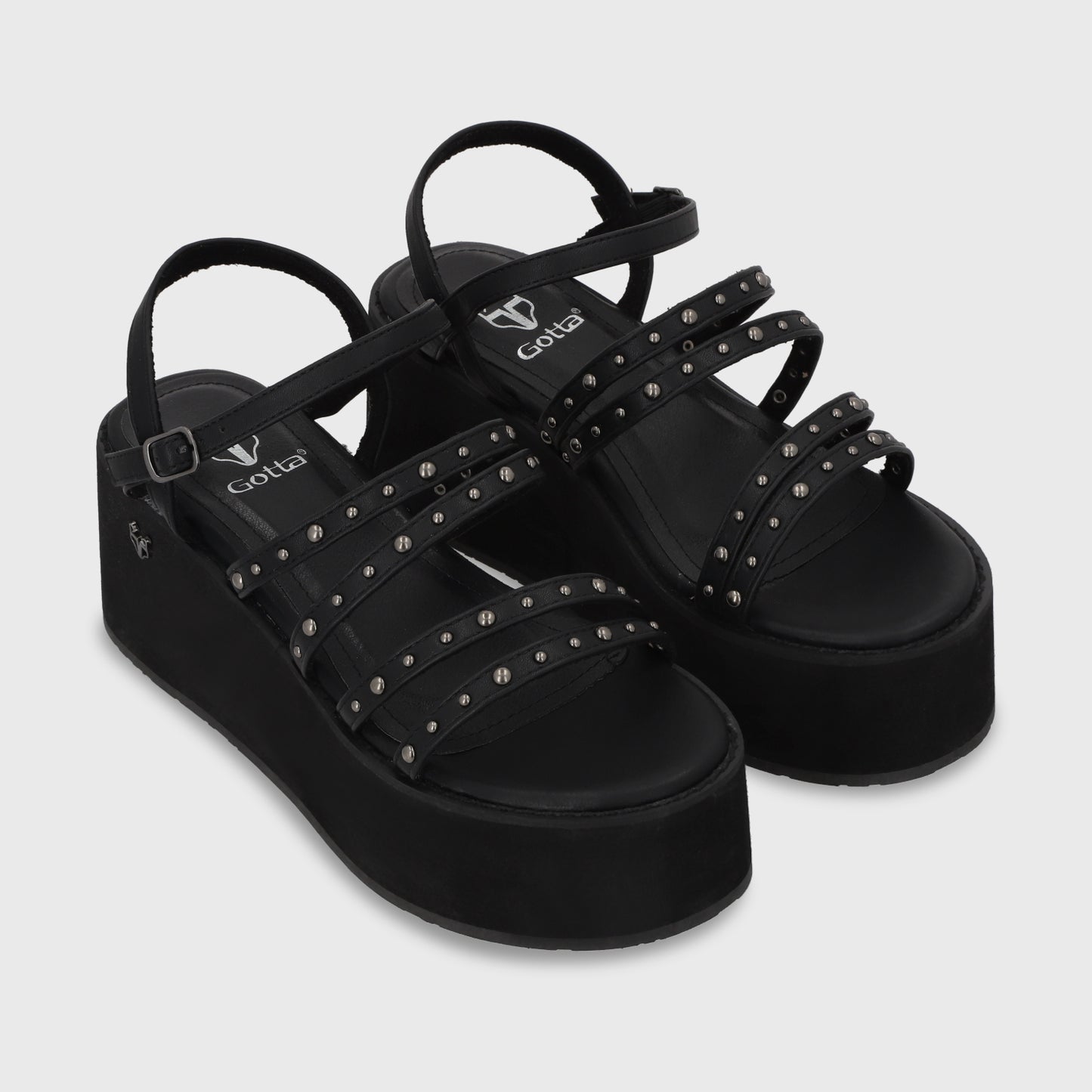 Sandalia Plataforma Negra Mujer 15629