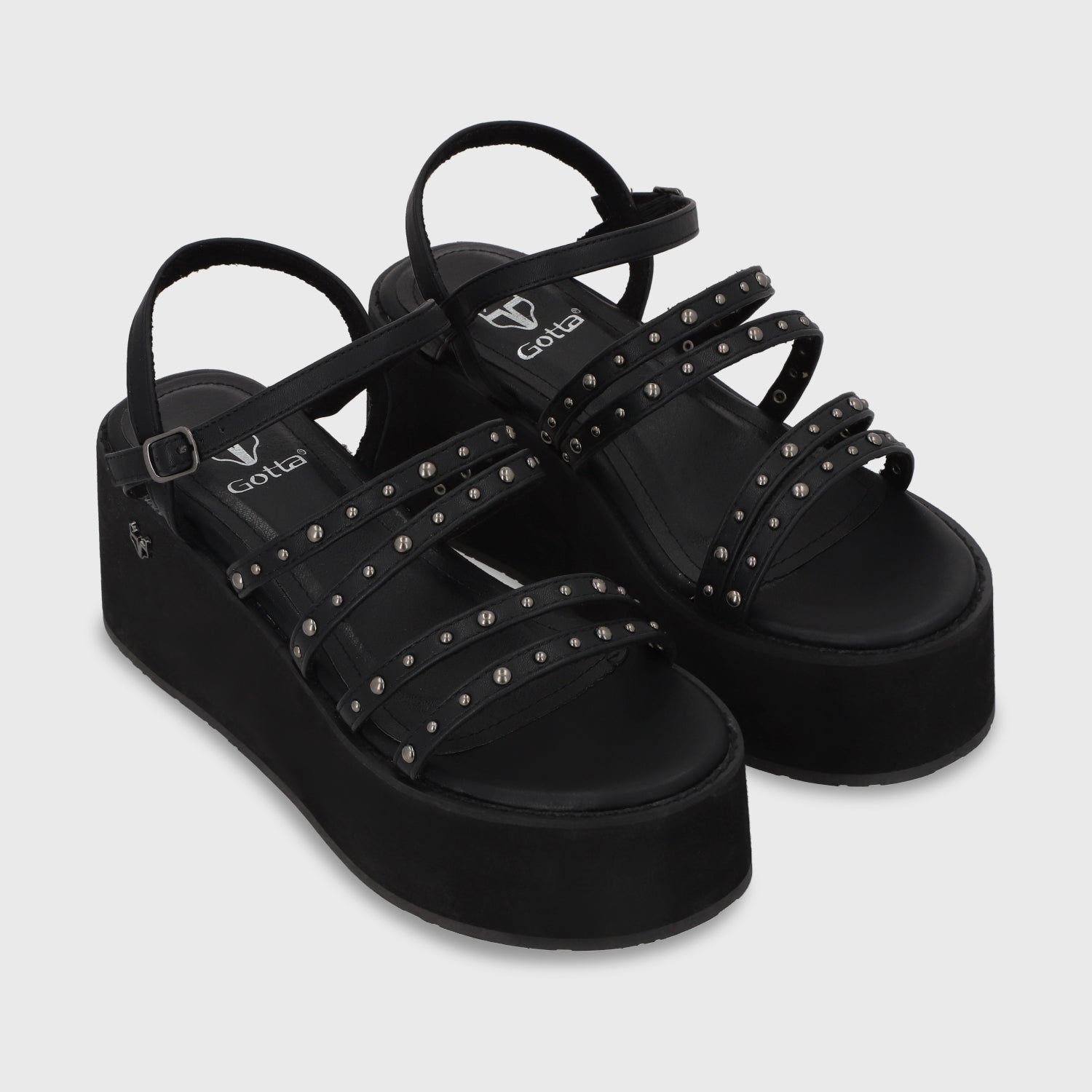 Sandalia Plataforma Negra Mujer 15629