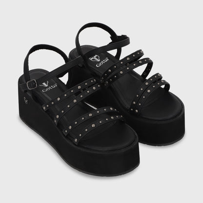 Sandalia Plataforma Negra Mujer 15629