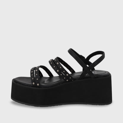 Sandalia Plataforma Negra Mujer 15629