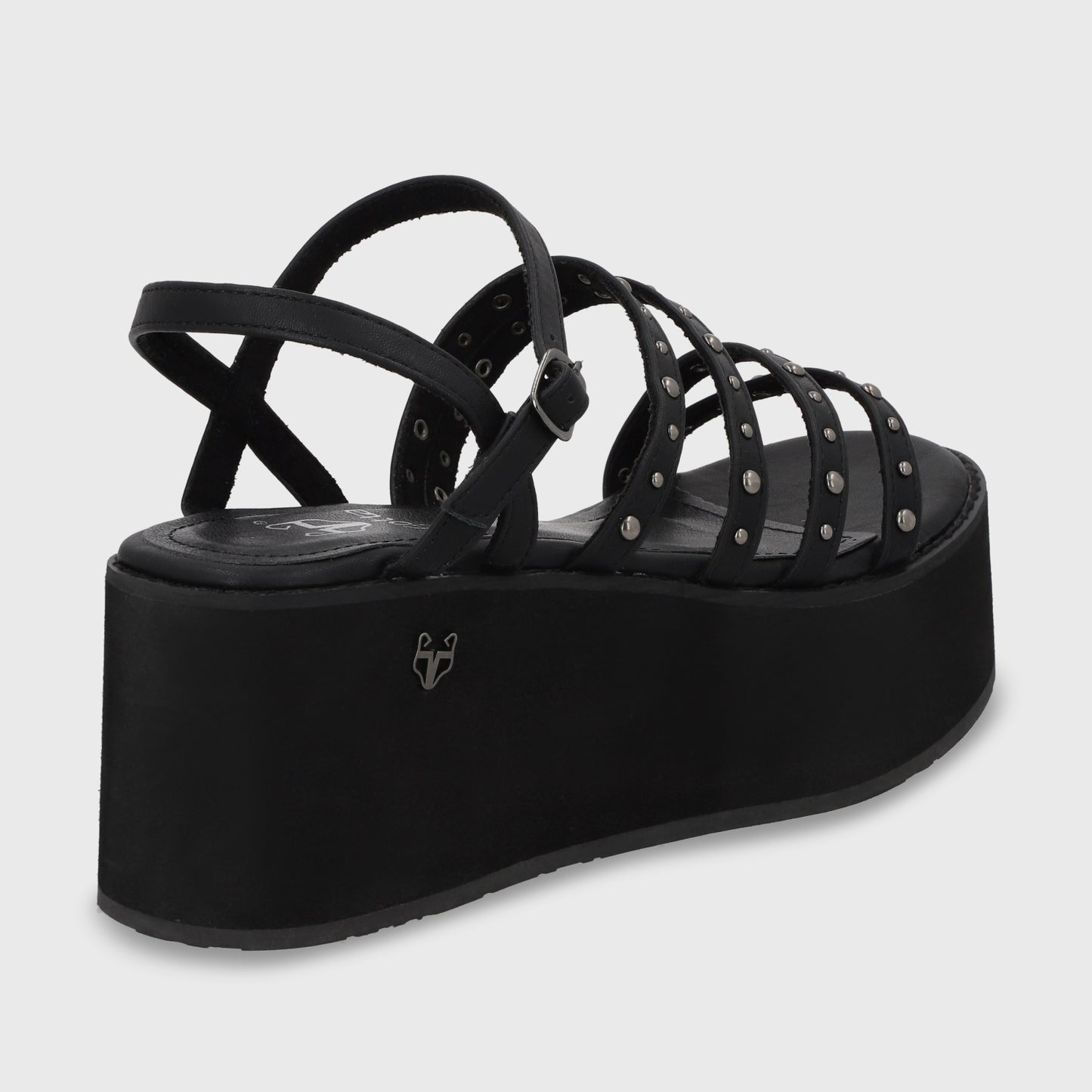 Sandalia Plataforma Negra Mujer 15629