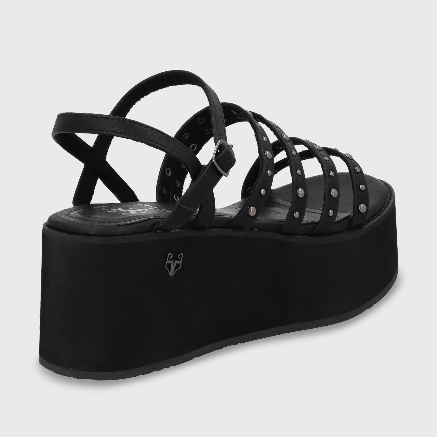 Sandalia Plataforma Negra Mujer 15629