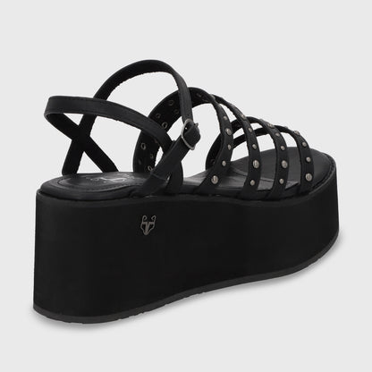 Sandalia Plataforma Negra Mujer 15629
