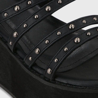 Sandalia Plataforma Negra Mujer 15629