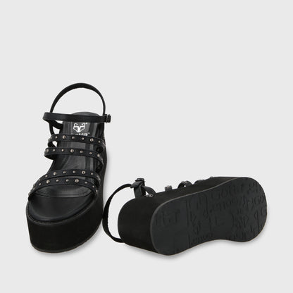 Sandalia Plataforma Negra Mujer 15629