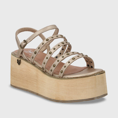 Sandalia Plataforma Dorada Mujer 15629