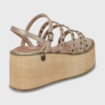 Sandalia Plataforma Dorada Mujer 15629