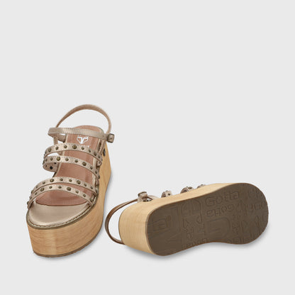 Sandalia Plataforma Dorada Mujer 15629