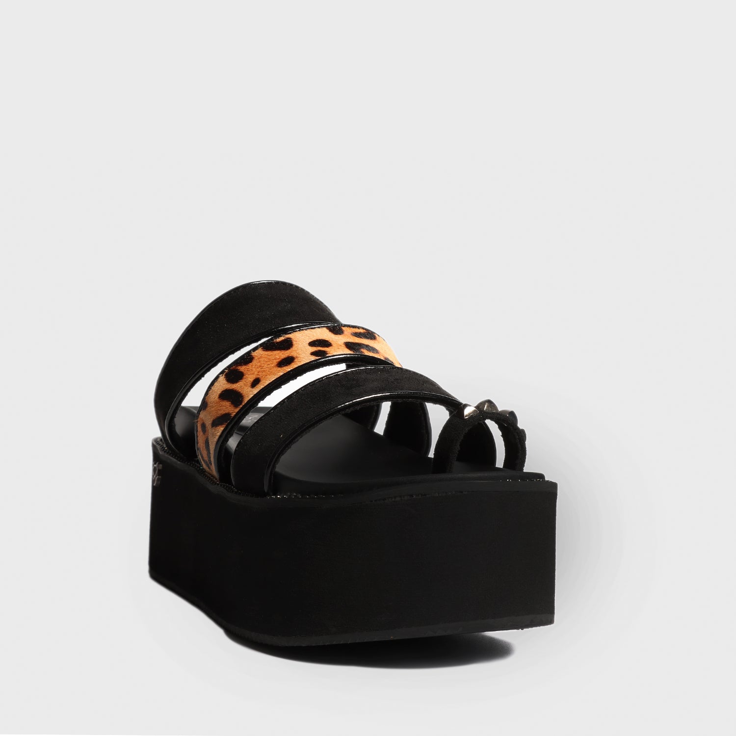 Sandalia Plataforma Animal Print Cuero Mujer 15662