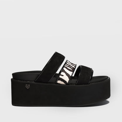 Sandalia Plataforma Animal Print Cuero Mujer 15662