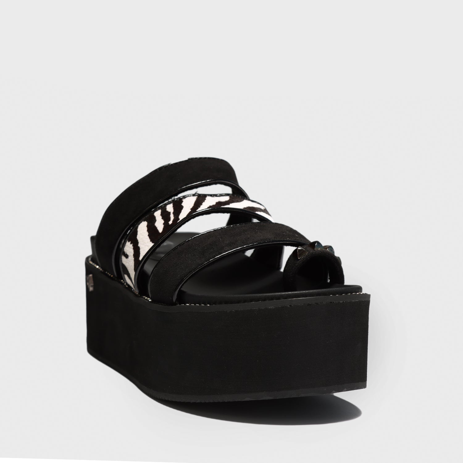 Sandalia Plataforma Animal Print Cuero Mujer 15662