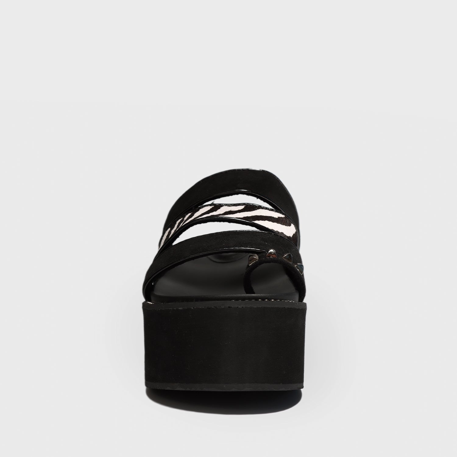 Sandalia Plataforma Animal Print Cuero Mujer 15662