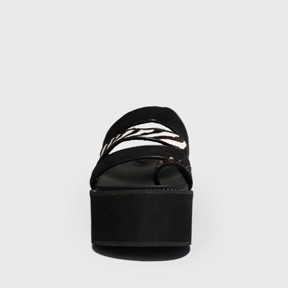 Sandalia Plataforma Animal Print Cuero Mujer 15662