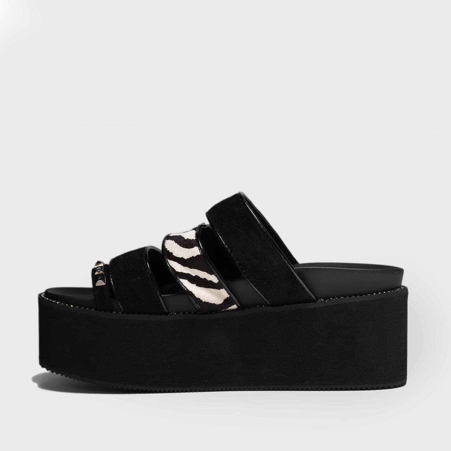 Sandalia Plataforma Animal Print Cuero Mujer 15662