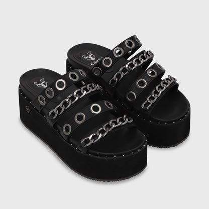 Sandalia Plataforma Negro Mujer 1566C