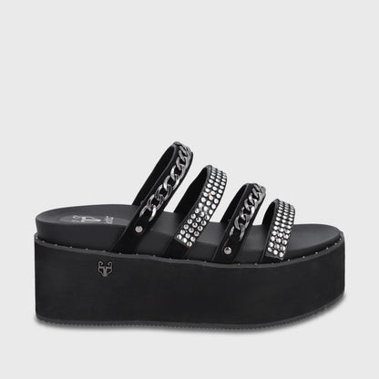 Sandalia Plataforma Negra Mujer 1566F