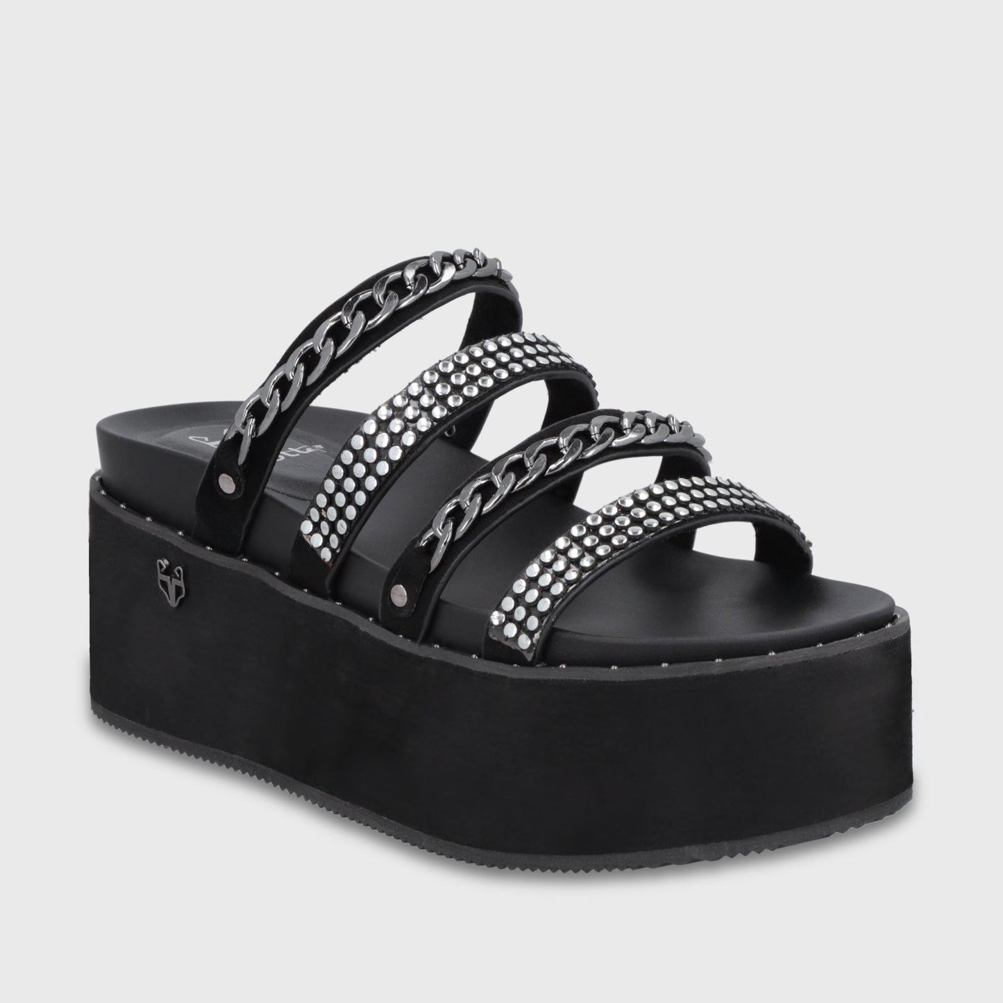 Sandalia Plataforma Negra Mujer 1566F