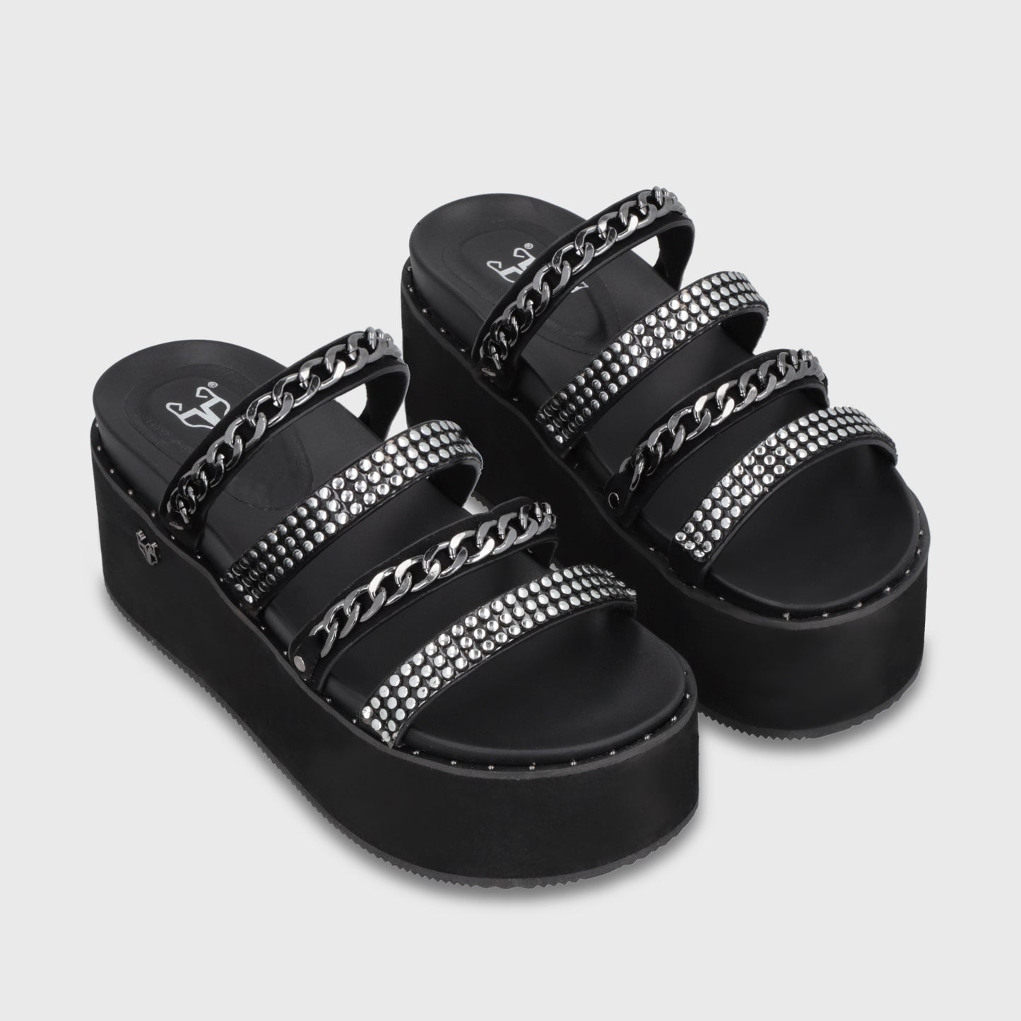 Sandalia Plataforma Negra Mujer 1566F