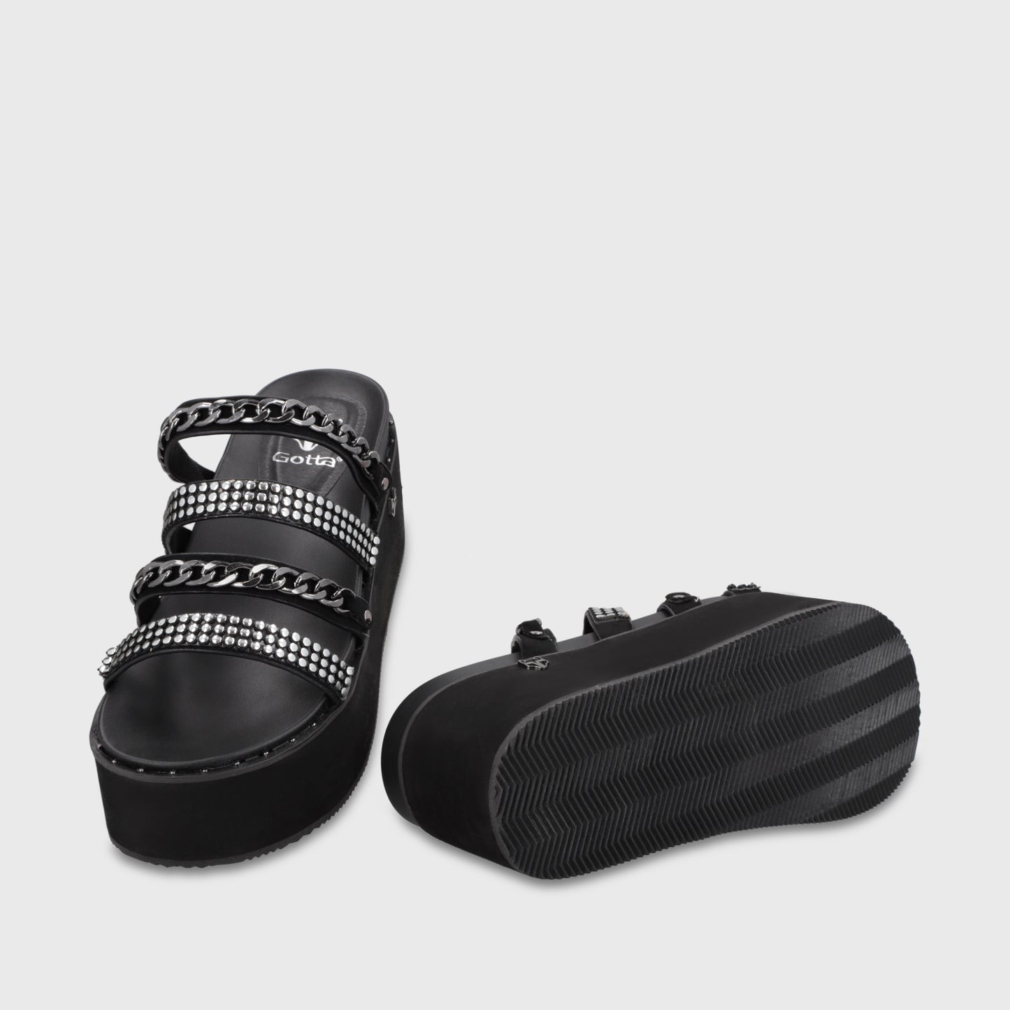 Sandalia Plataforma Negra Mujer 1566F