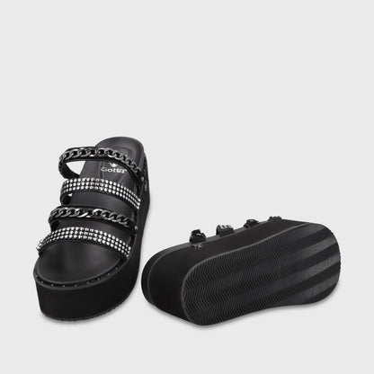 Sandalia Plataforma Negra Mujer 1566F