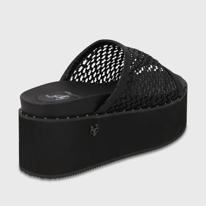 Sandalia Plataforma Negra Mujer 1566H