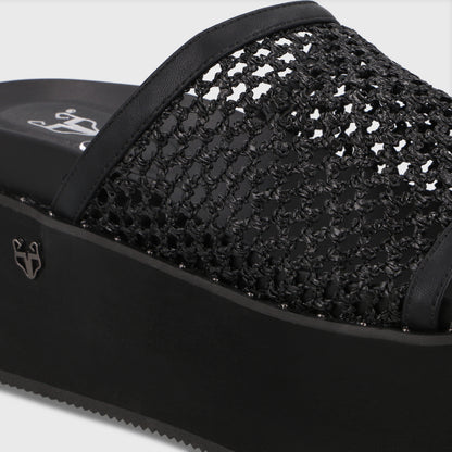 Sandalia Plataforma Negra Mujer 1566H