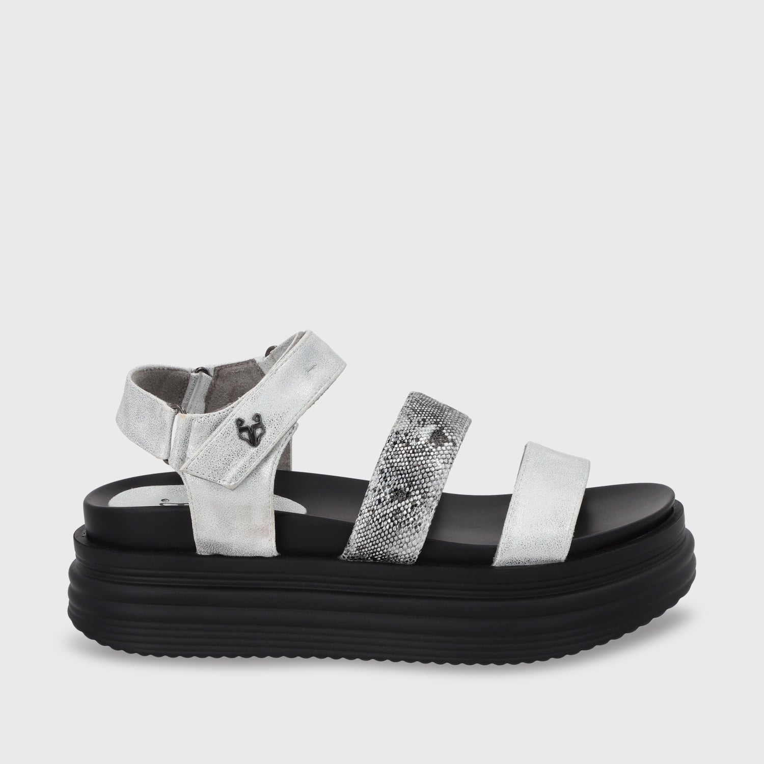 Sandalia Plataforma Plateada Mujer 15711