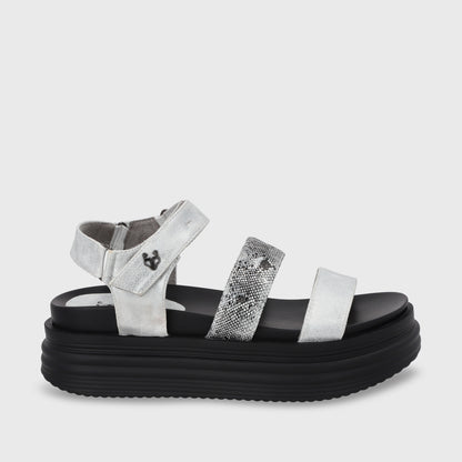 Sandalia Plataforma Plateada Mujer 15711