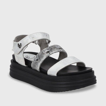 Sandalia Plataforma Plateada Mujer 15711