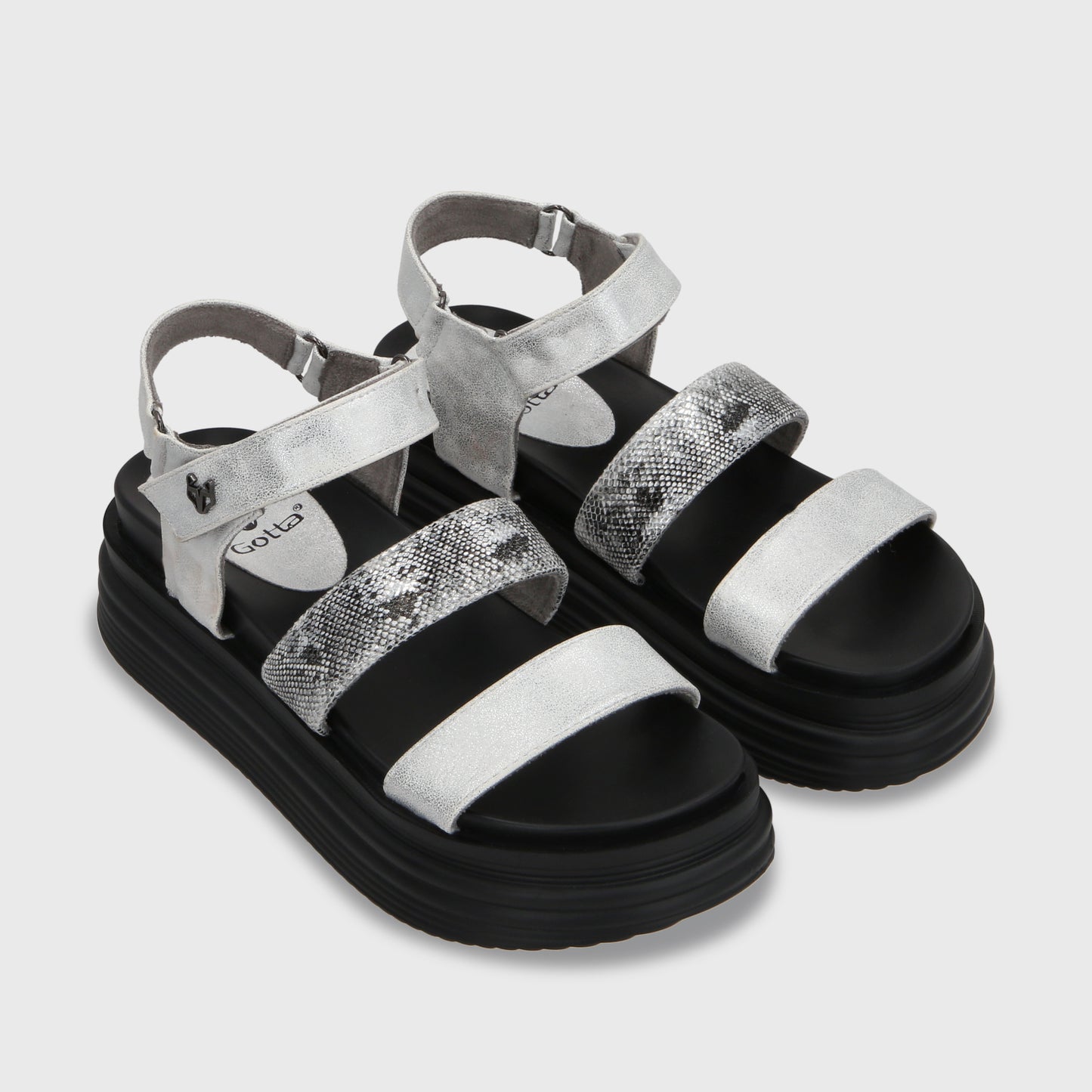 Sandalia Plataforma Plateada Mujer 15711