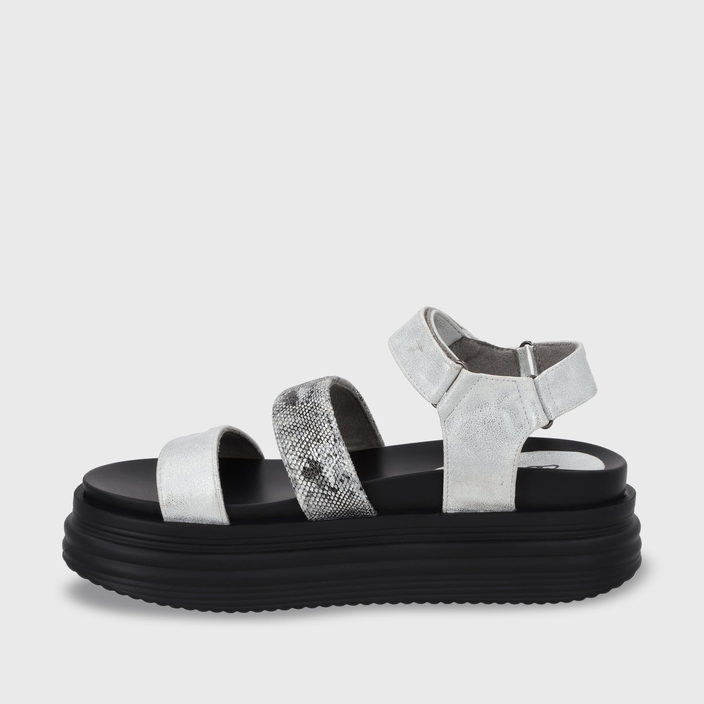 Sandalia Plataforma Plateada Mujer 15711