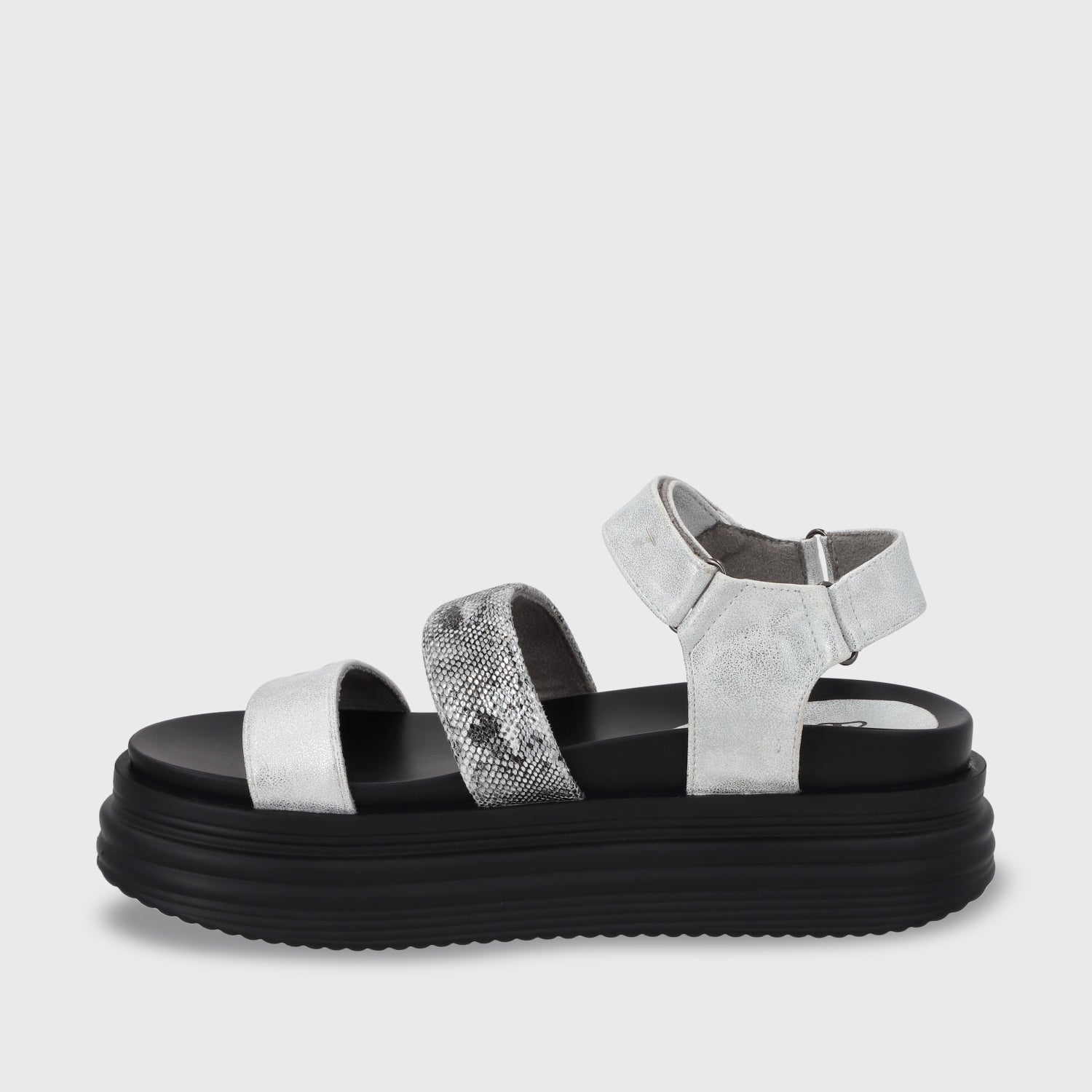 Sandalia Plataforma Plateada Mujer 15711