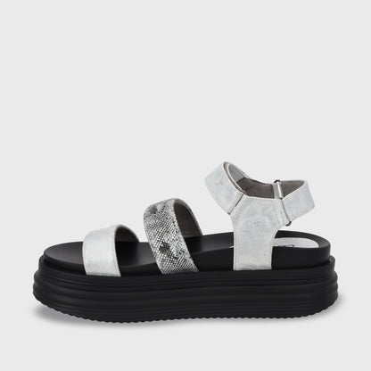Sandalia Plataforma Plateada Mujer 15711