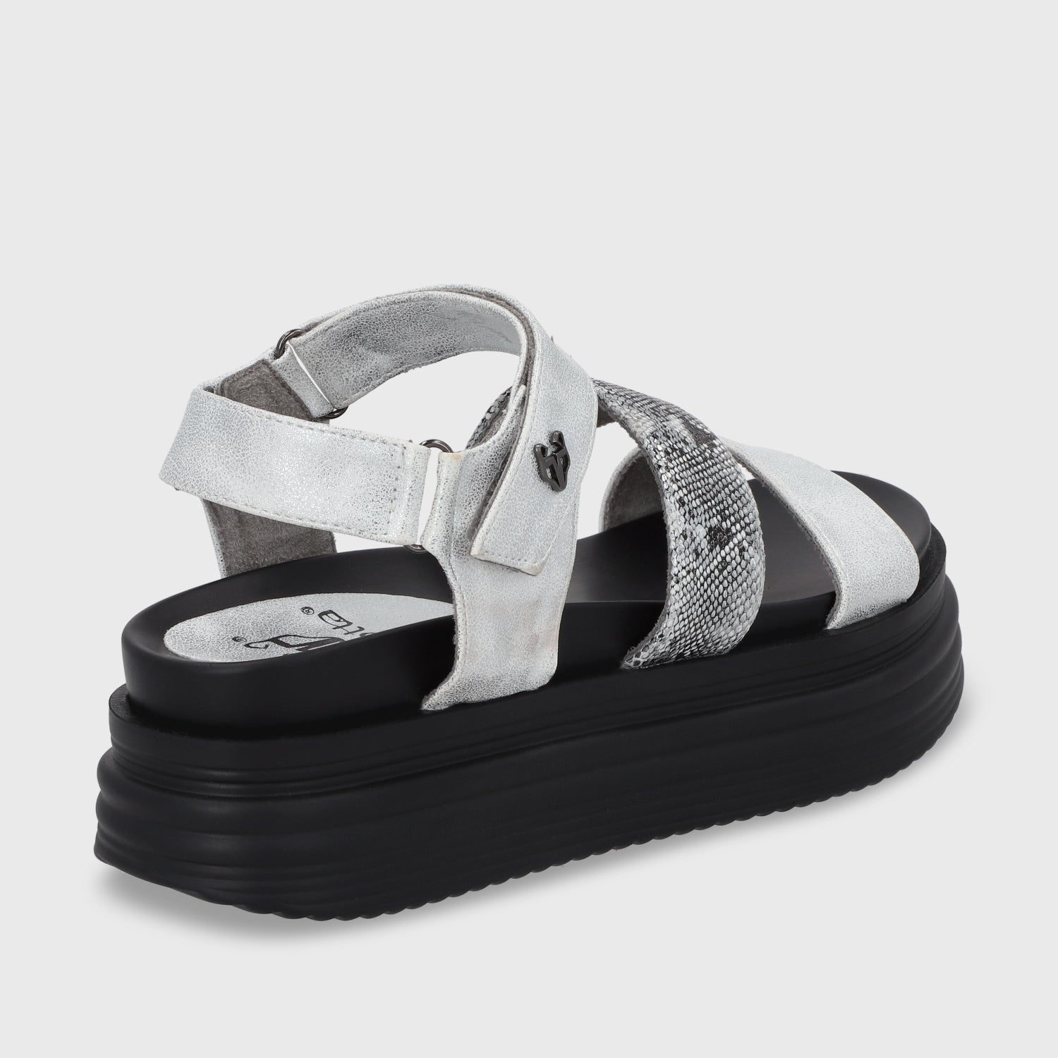 Sandalia Plataforma Plateada Mujer 15711