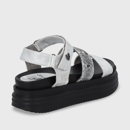 Sandalia Plataforma Plateada Mujer 15711