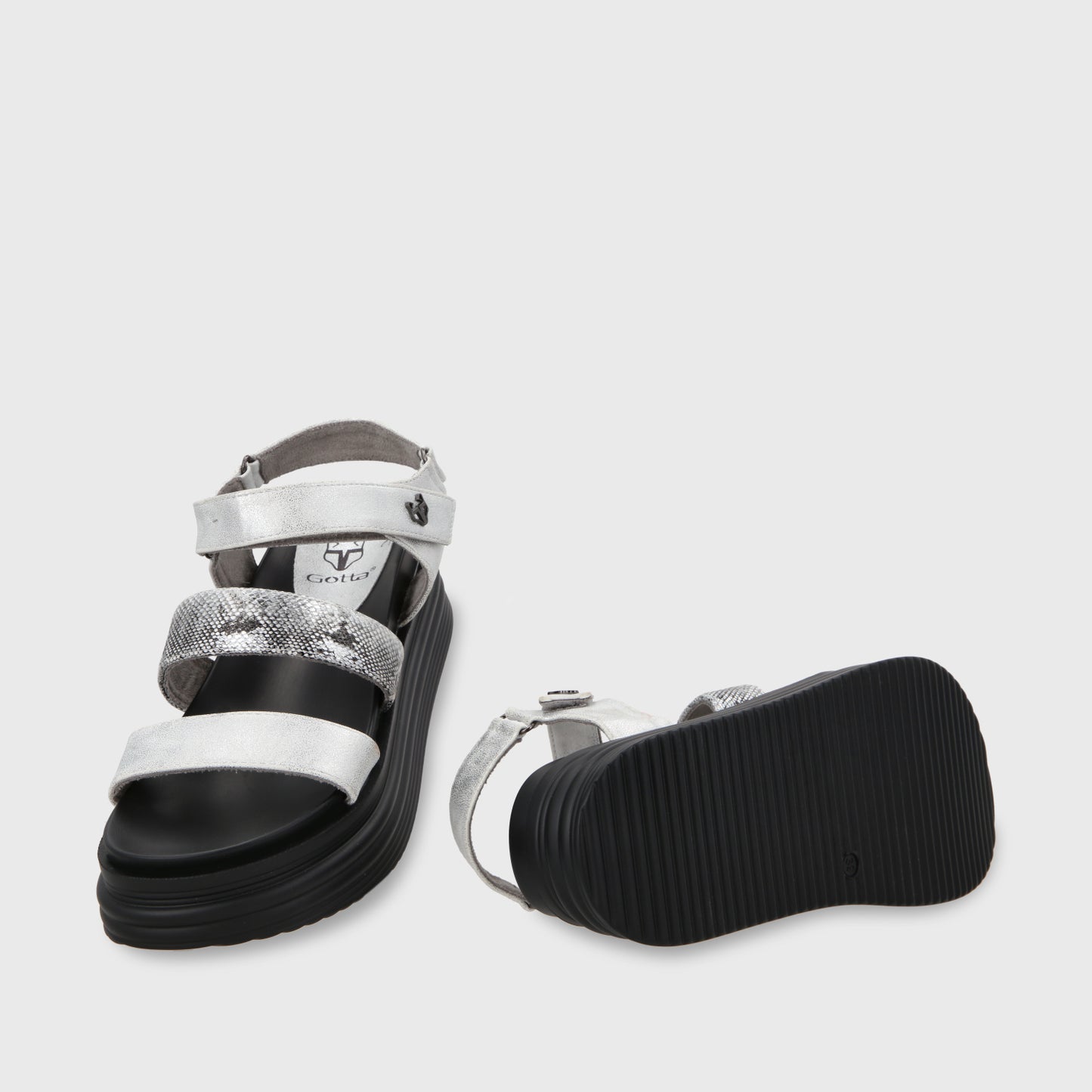 Sandalia Plataforma Plateada Mujer 15711