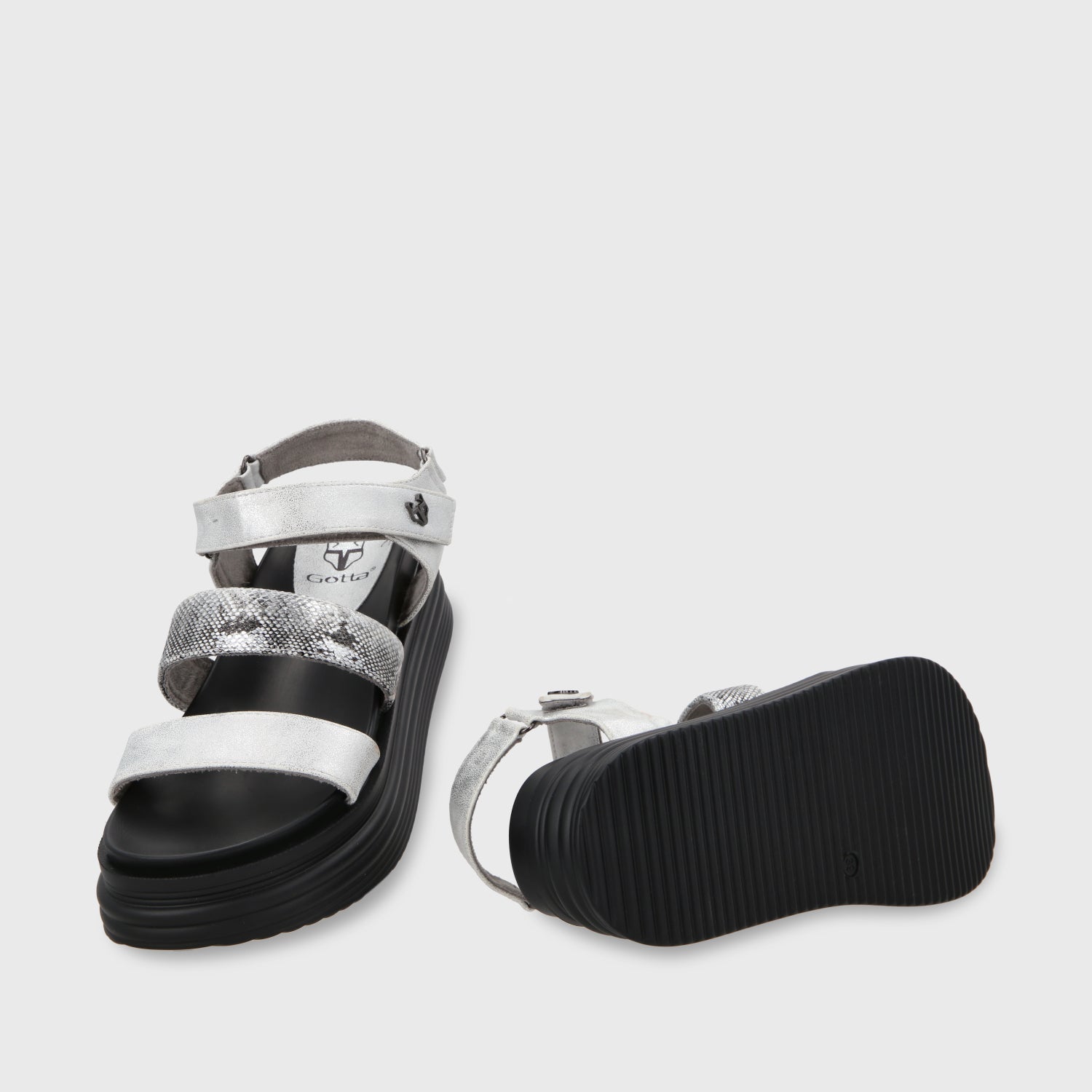 Sandalia Plataforma Plateada Mujer 15711