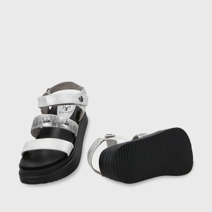 Sandalia Plataforma Plateada Mujer 15711