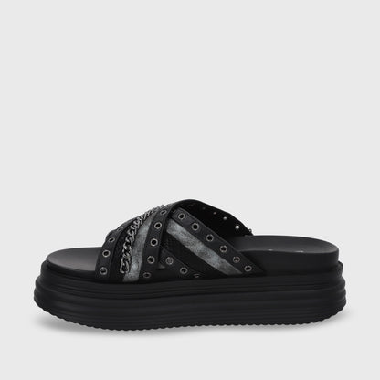 Sandalia Plataforma Negro Mujer 1571B