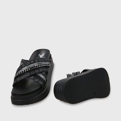 Sandalia Plataforma Negro Mujer 1571B