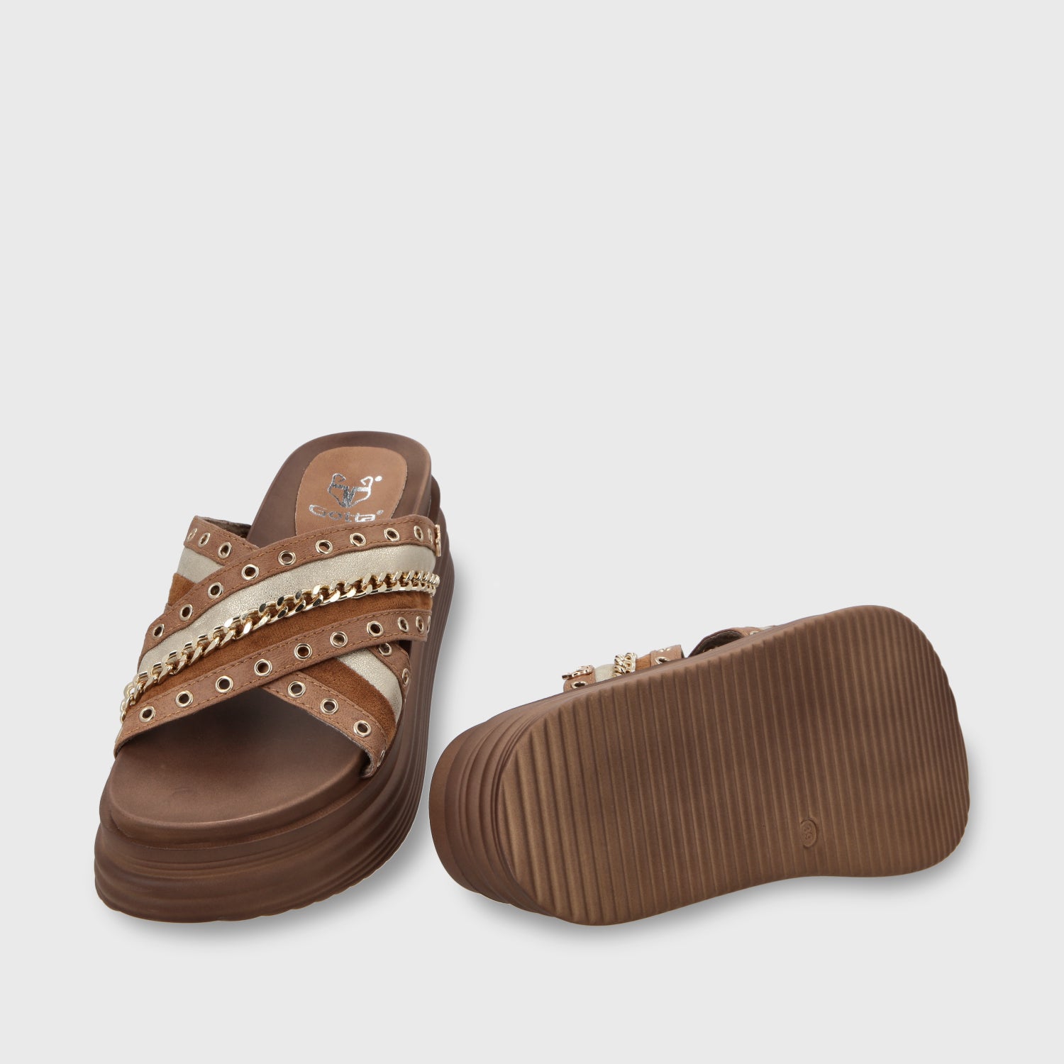 Sandalia Plataforma Camel Mujer 1571B